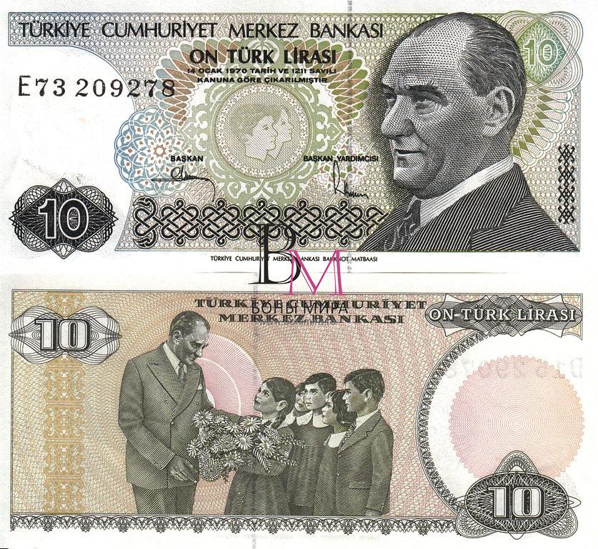 Турция Банкнота 10 лир 1970 (82) UNC P193b